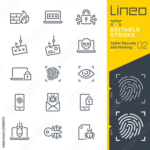 Lineo Editable Stroke - Cyber Security and Hacking outline icons
