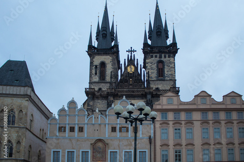 The half-empty streets of the Czech capital on the morning of the working day on the eve of the Christmas holidays. The streets are beautiful architecture and without tourists.