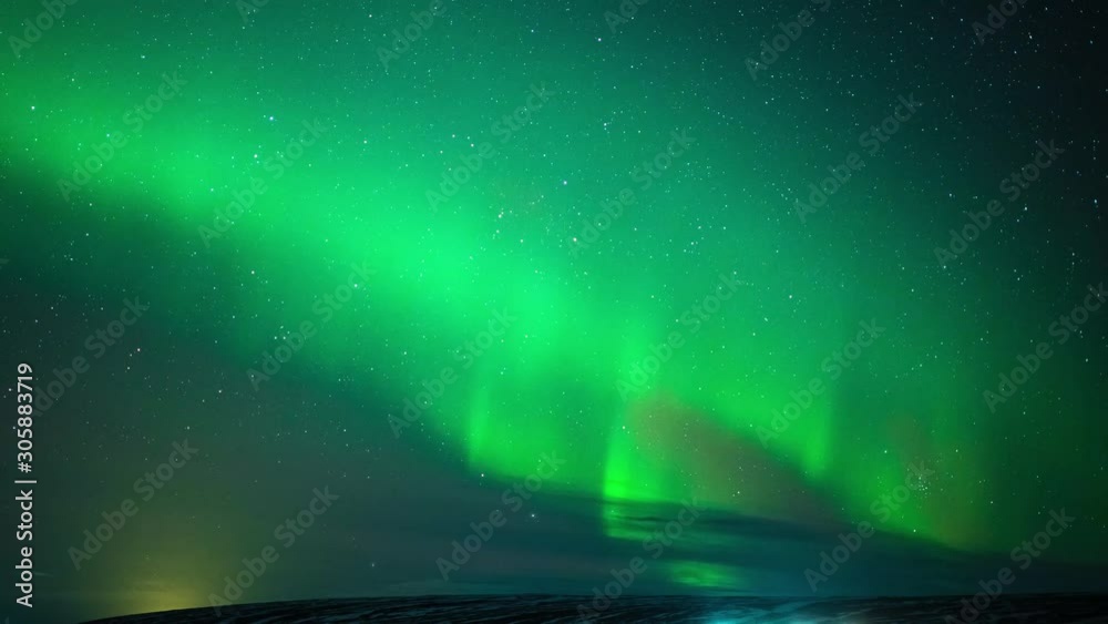 Beautiful Aurora borealis timelapse over Iceland