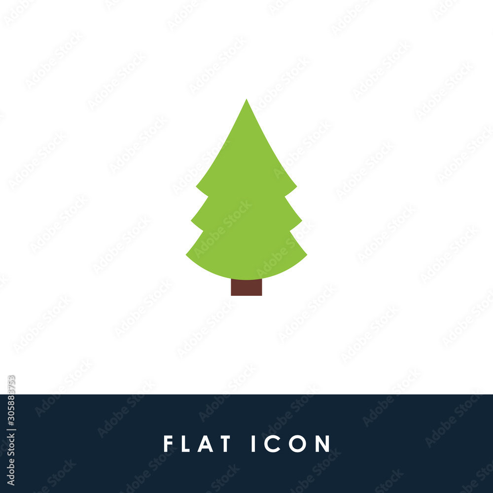 Flat Icon Christmas Tree Illustration Vector Design. Using For Banner, Postcard