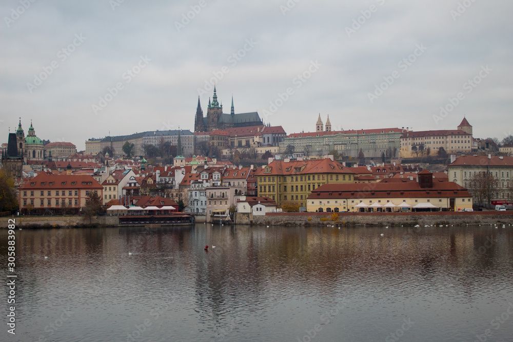 Panorama of the old Prague Castle from Charles Bridge of the Czech capital Prague. Panorama of the old Prague Castle from Charles Bridge of the Czech capital Prague.