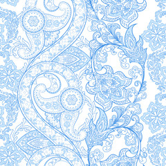Fotobehang Paisley patronen Indiase paisley met bloemenornament  © antalogiya