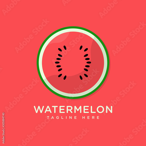 Watermelon fruit logo vector  template. Watermelon in flat style. Watermelon icon. Watermelon and Healthy Fruit design with modern style. Vector illustration