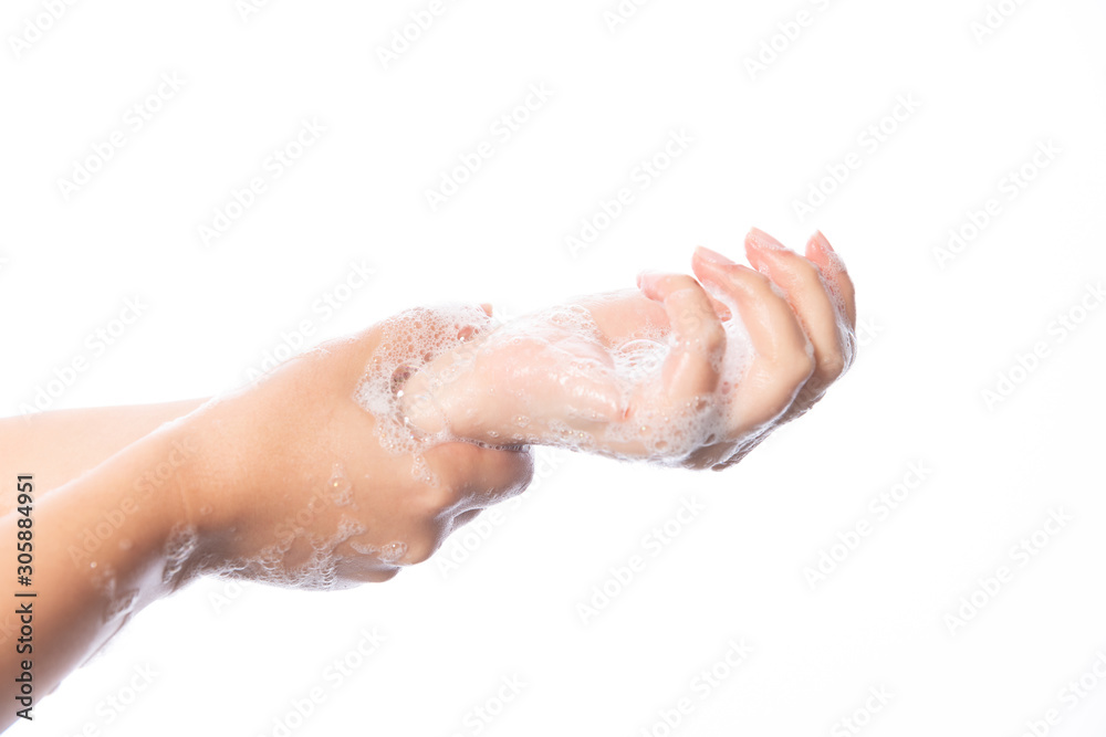 Hygiene. Cleaning Hands. Washing hands with soap bubbles Hygiene. Cleaning Hands. Washing hands with soap bubbles