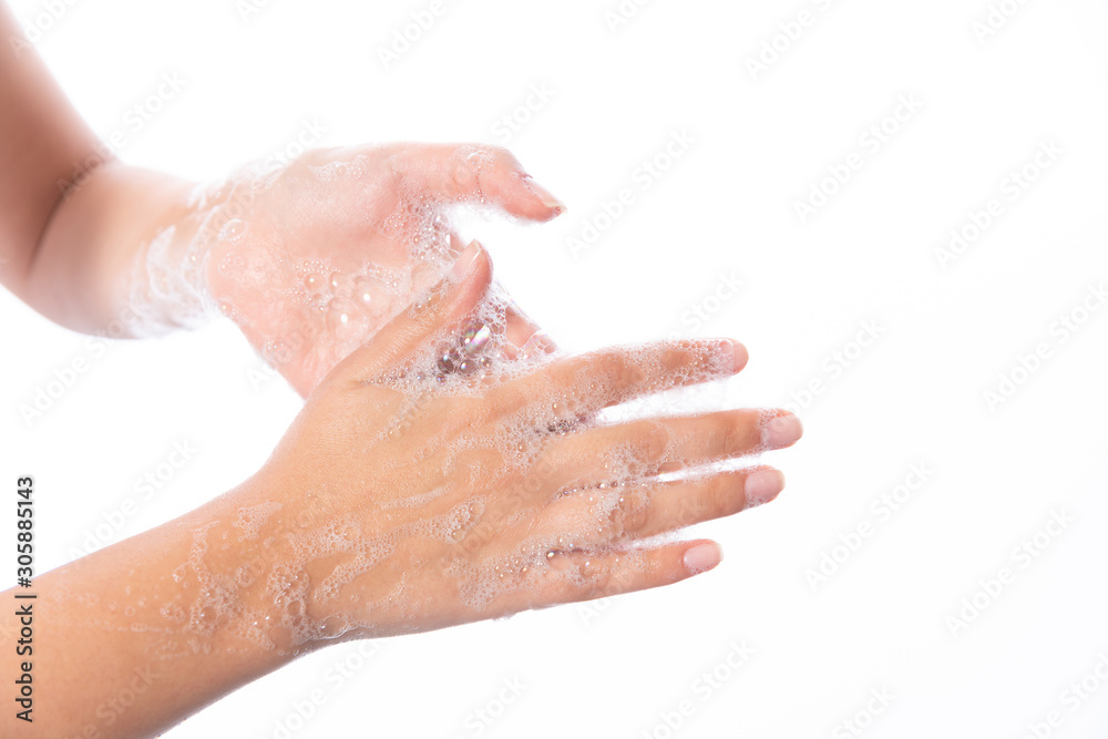 Hygiene. Cleaning Hands. Washing hands with soap bubbles Hygiene. Cleaning Hands. Washing hands with soap bubbles
