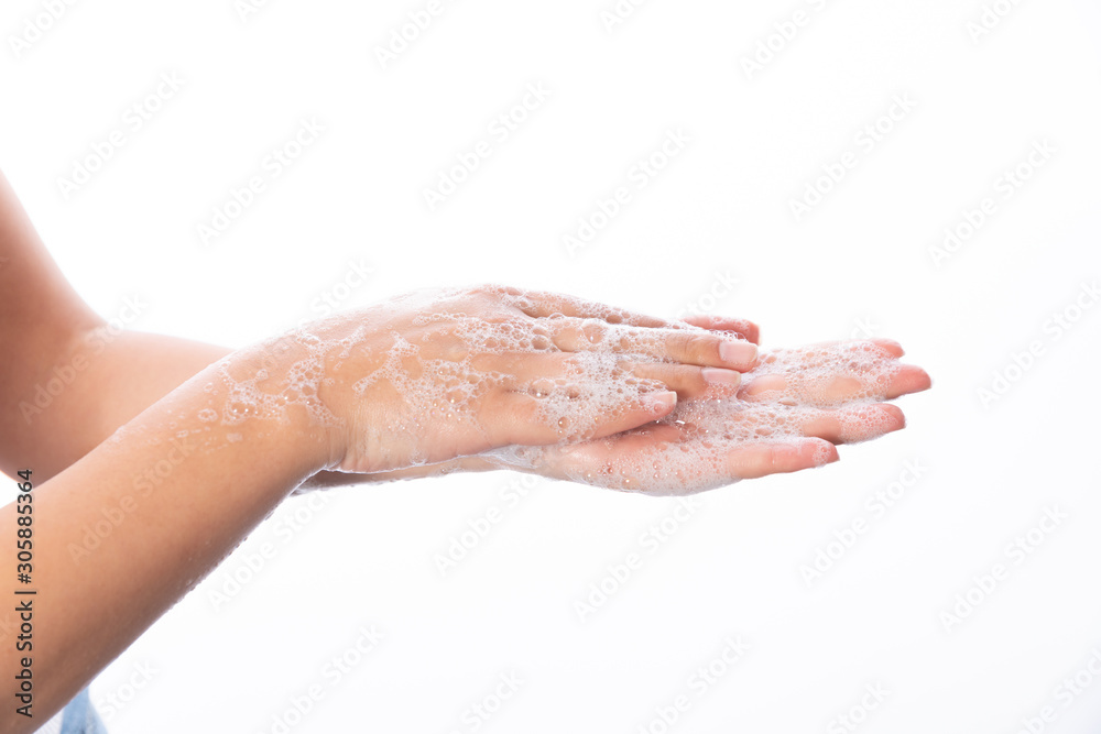 Hygiene. Cleaning Hands. Washing hands with soap bubbles Hygiene. Cleaning Hands. Washing hands with soap bubbles