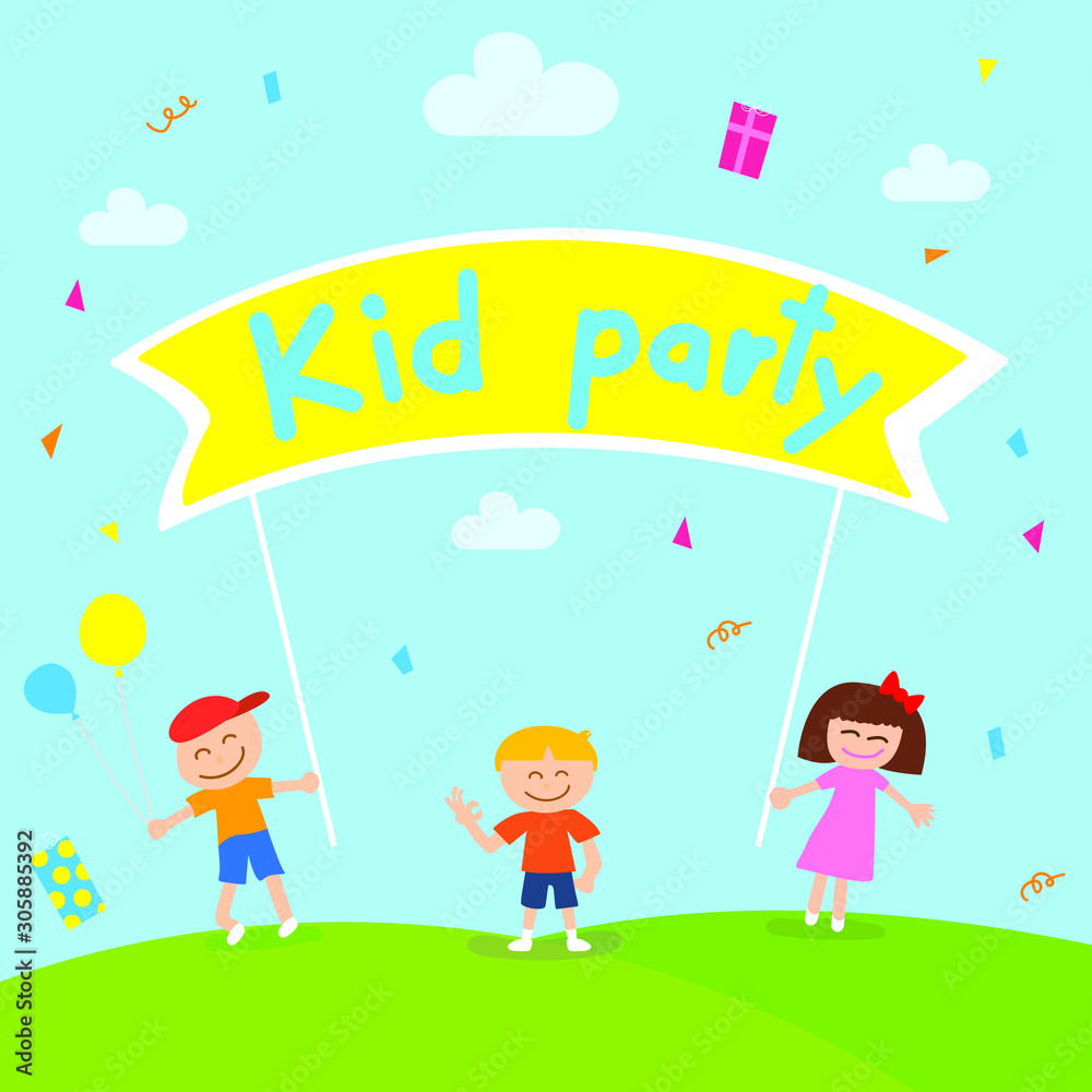 Children Have Fun Party in the park. Leisure and Entertainment. Amusement Park. 
