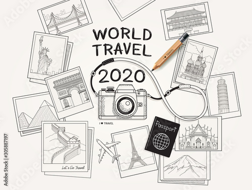 Obraz na plátně World travel 2020 concept