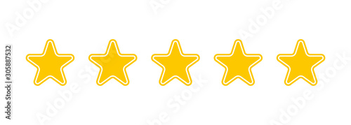 five assessment stars in flat style, vector
