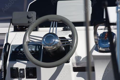 Marine luxury yacht boat cockpit,