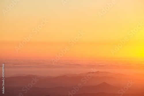 Golden sunset sky over the Pacific Ocean Fototapeta