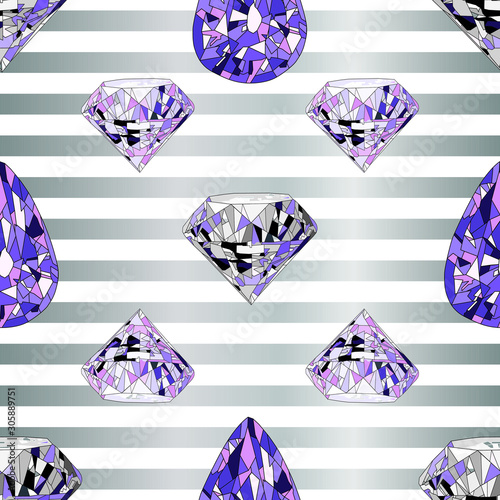 Seamless Vector Pattern with a Set of diamonds isolated on white background