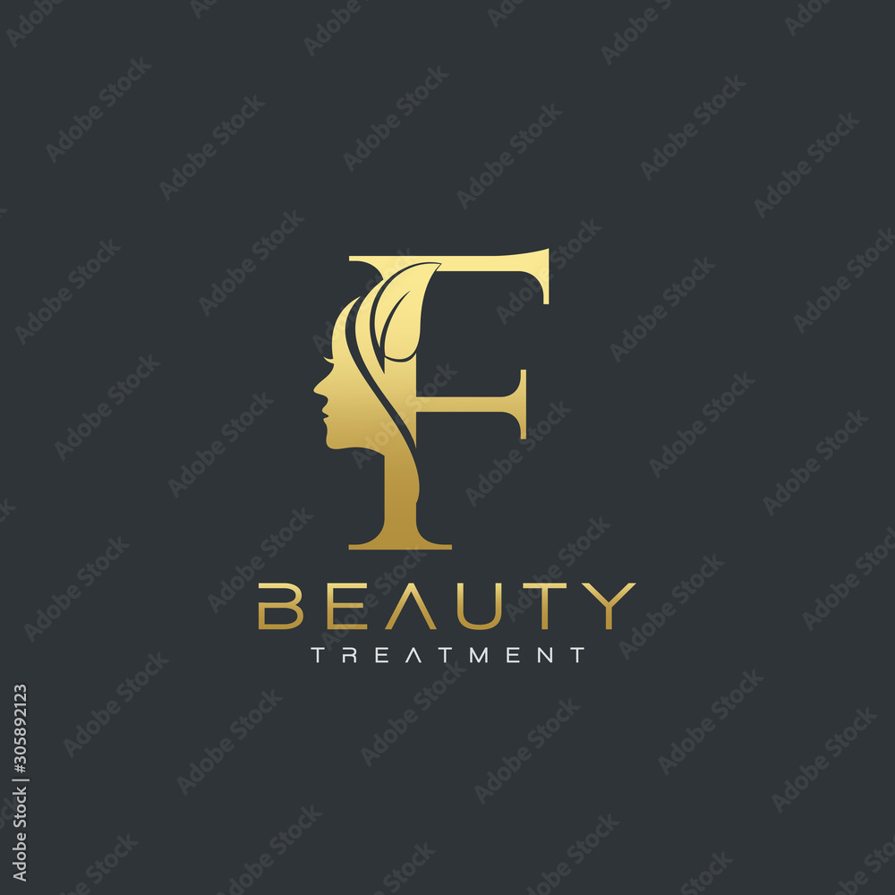 F Letter Luxury Beauty Face Logo Design Vector Stock Vector | Adobe Stock