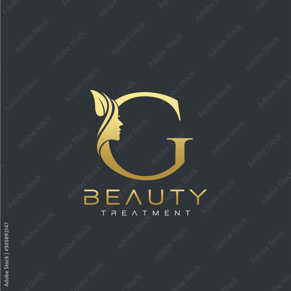 Vetor de G Letter Luxury Beauty Face Logo Design Vector do Stock ...
