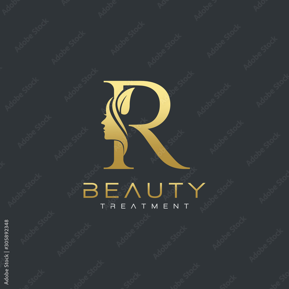 R Letter Luxury Beauty Face Logo Design Vector Stock Vector | Adobe Stock