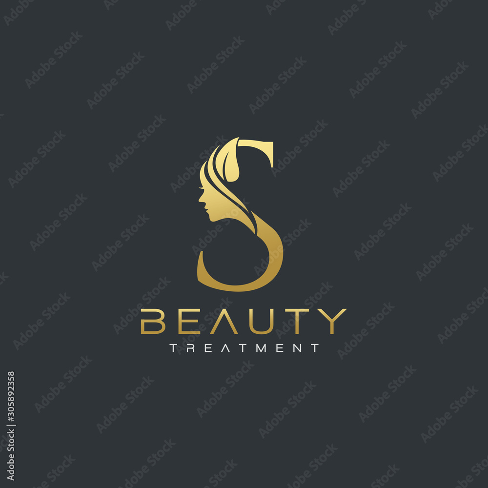 Letter S with Beauty Face. Luxury Logo Stock Vector - Illustration of  modern, animal: 198709842