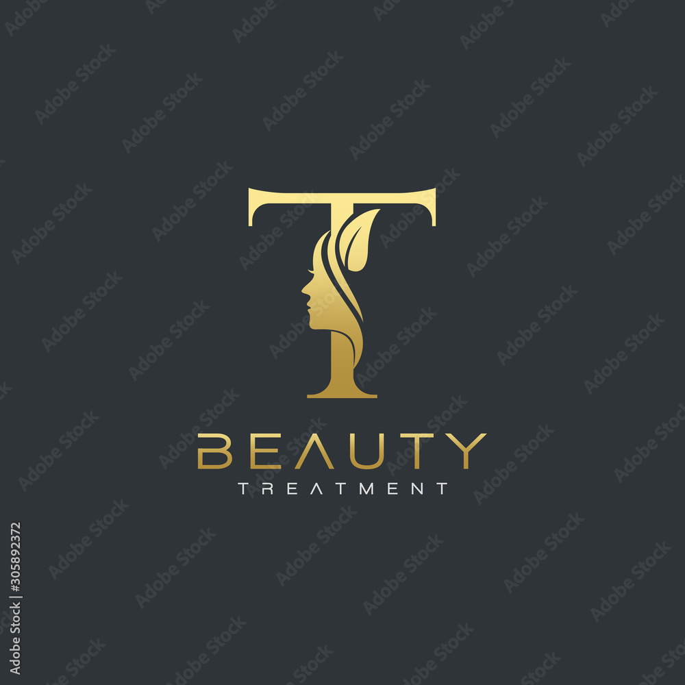 T Letter Luxury Beauty Face Logo Design Vector Stock Vector | Adobe Stock