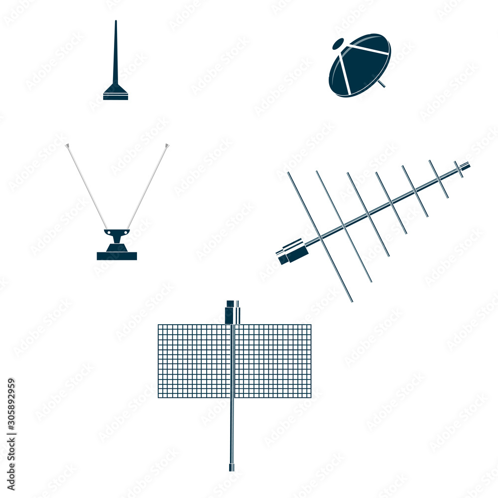 Antenna. Set of antennas for communication. Vector illustration Antenna. Set of antennas for communication. Vector illustration