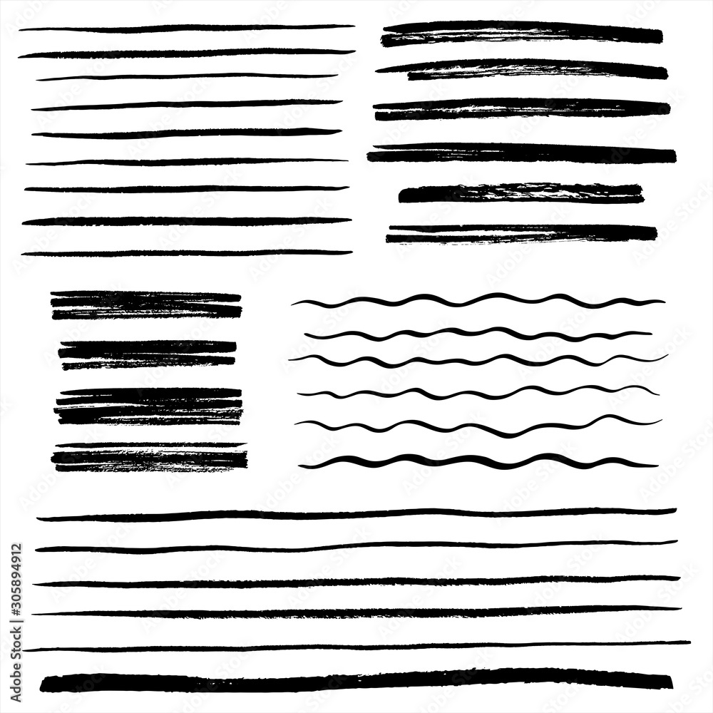 Set, collection of vector uneven lines, wavy stripes, doodle streaks, bars, rough brush strokes. Hand drawn design elements, text underline with rough edges. Waves, scribbles, banners badge templates. Set, collection of vector uneven lines, wavy stripes, doodle streaks, bars, rough brush strokes. Hand drawn design elements, text underline with rough edges. Waves, scribbles, banners badge templates.