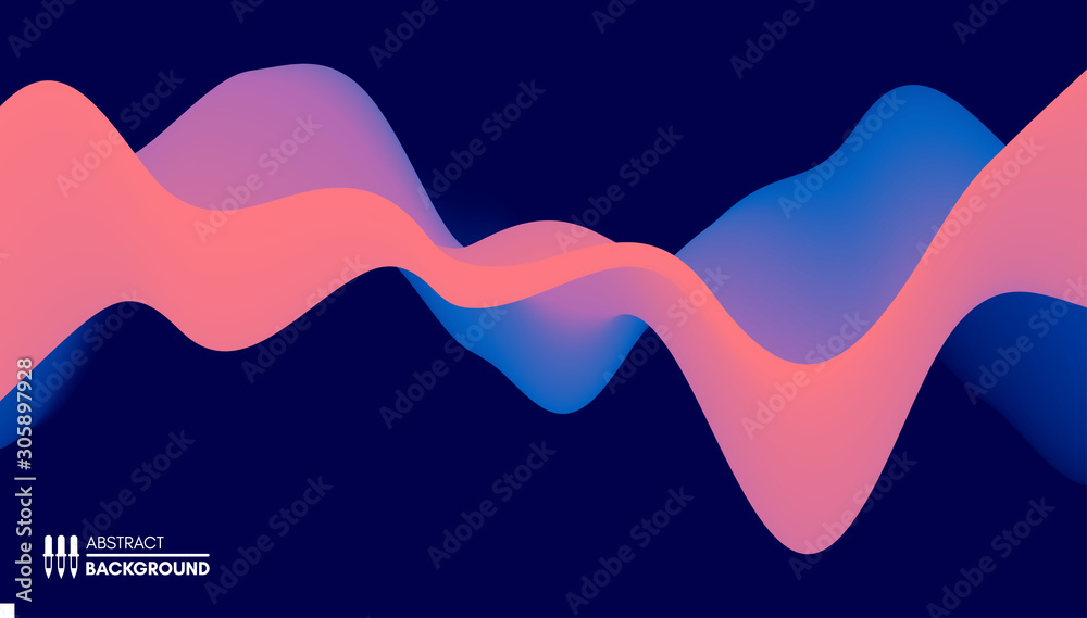 Abstract wavy background with modern gradient colors. Trendy liquid design.  Motion sound wave. Vector illustration for banners, flyers and  presentation. Stock Vector | Adobe Stock