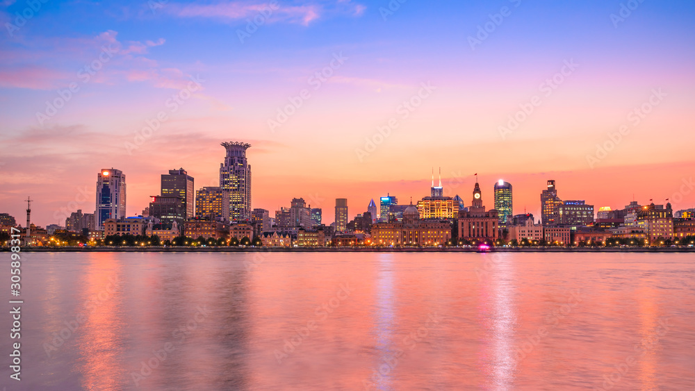 Night city skyline and beautiful sky in Shanghai Night city skyline and beautiful sky in Shanghai