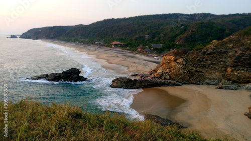 Canvas Print Couché de soleil à La Playa Mazunte, Oaxaca, Mexique