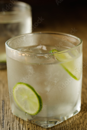 Glass of lime water detox