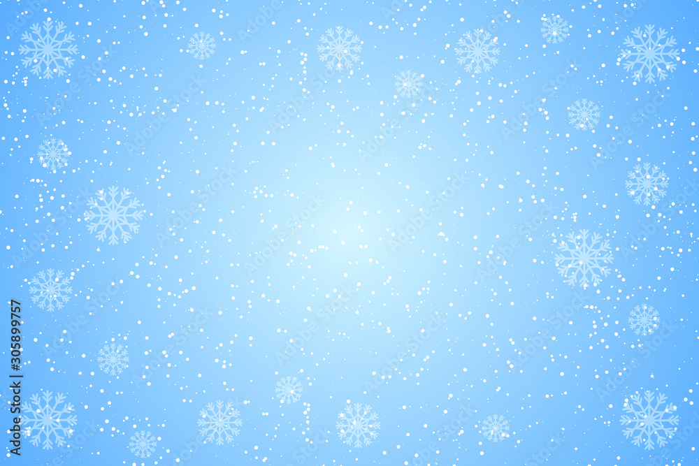 Fototapeta Blue winter background with snowflakes