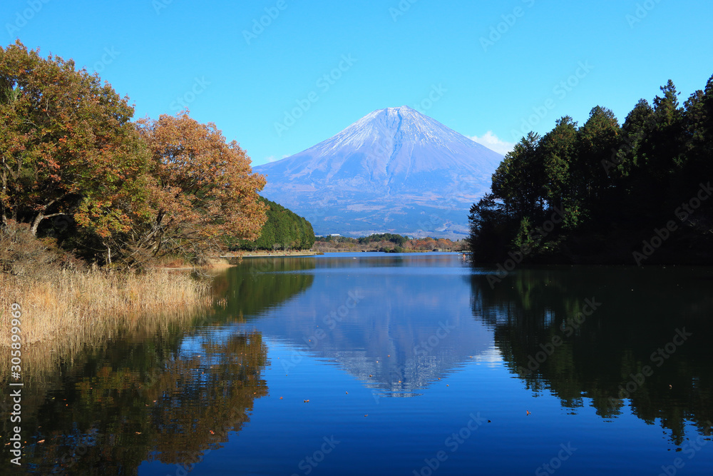 田貫湖に映る富士