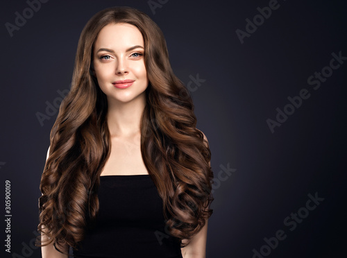 Hair woman beautiful brunette long curly hairstyle