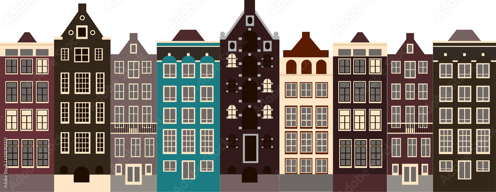 Amsterdam style old houses isolated