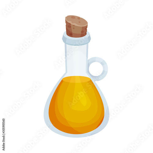 Glass Bottle of Olive Oil With Bottle Cap Isolated On White Background