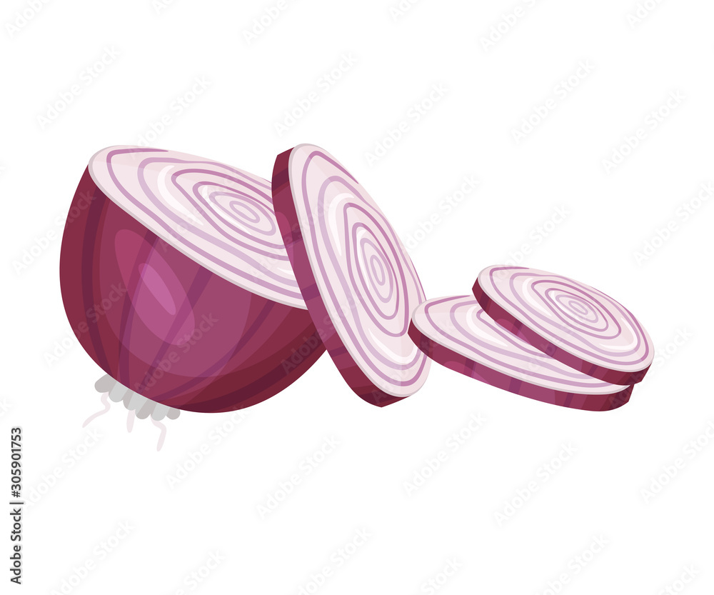 Sliced Onion Vector Element. Condiment For Hot Dog Sliced Onion Vector Element. Condiment For Hot Dog