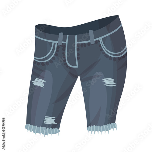 Jeans Knee Breeches Clothing Vector Element. Trendy Fashion Concept