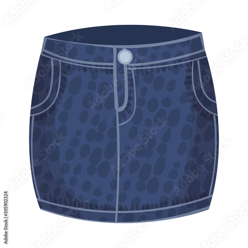 Blue Denim Skirt Clothing Item Isolated On White Background