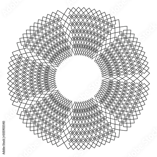 Fototapeta Naklejka Na Ścianę i Meble -  Circular pattern in form of mandala. Decorative ornament in ethnic oriental style. Coloring book page. Black and white frame. Arabic, islamic, moroccan, asian, indian native african motif.