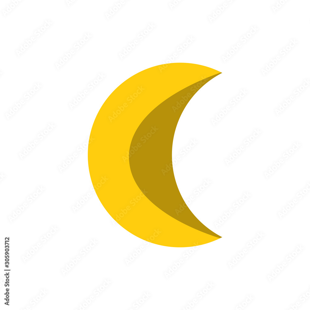 Vector flat illustration of crescent moon. Flat simple minimalistic icon of  crescent moon, isolated on white background. Simple flat and cartoon icon  for child books and illustrations Stock Vector | Adobe Stock