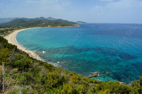 Veduta aerea della spiaggia di Lozari  Balagne  Corsica. Francia