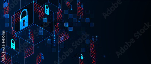 Cybersecurity and information or network protection. Future technology web services for business and internet project