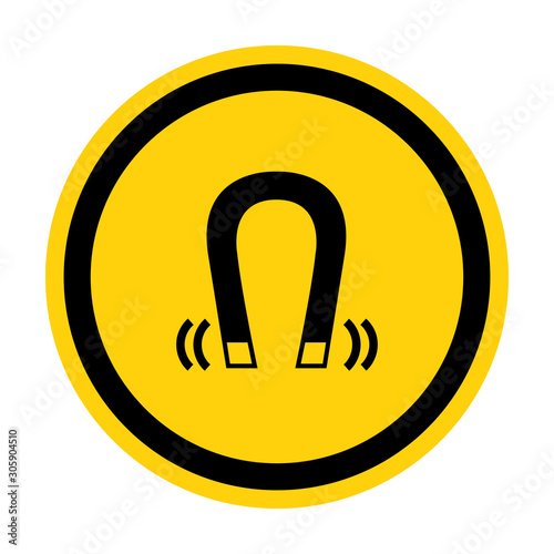 Beware Magnetic Field Symbol Sign Isolate On White Background,Vector Illustration EPS.10