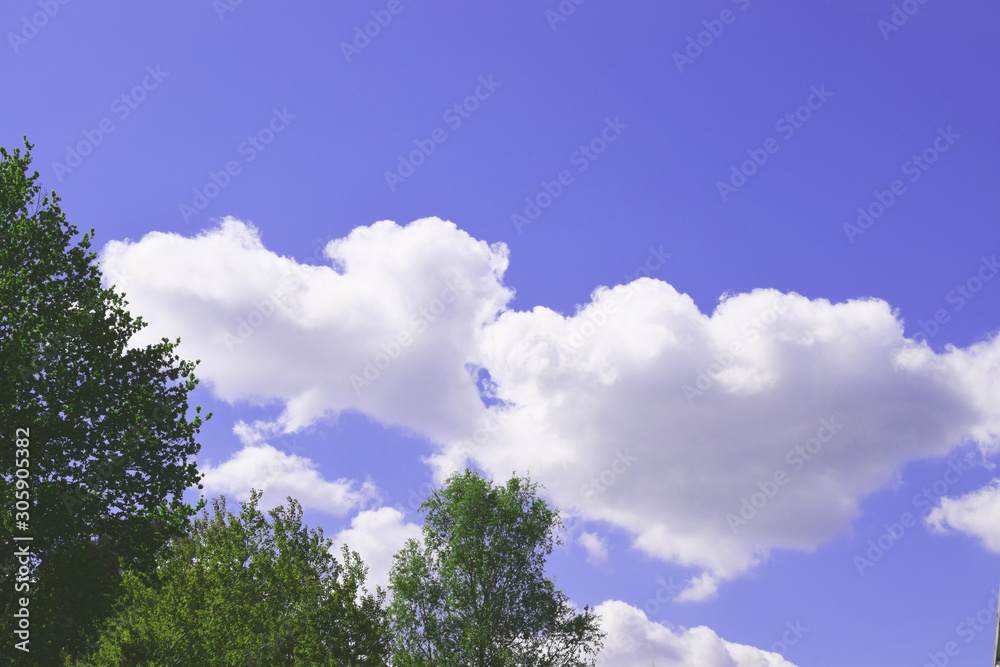 heart shape clouds with  ultra violet sky