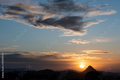 Sunrise above Monte Formaggio  Mazzarino  Caltanissetta  Sicily  Italy  Europe