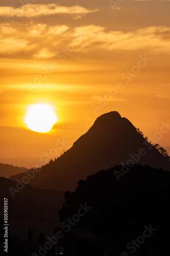 Sunrise above Monte Formaggio, Mazzarino, Caltanissetta, Sicily, Italy, Europe