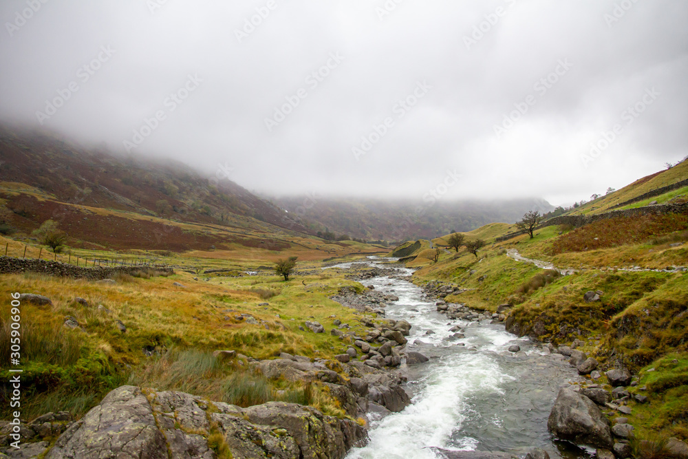 Lake District foggy landscape in the Autumn