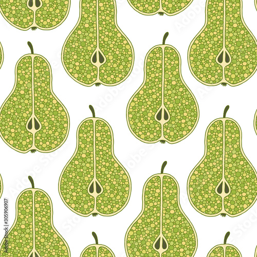Frash pears modern beauty doodle seamless pattern.
