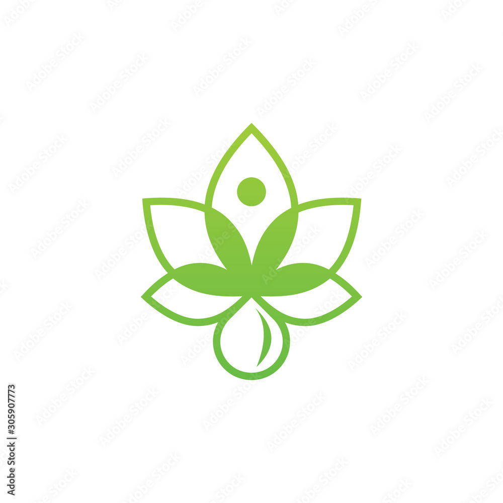 Creative Yoga Person Leaf Logo Design Stock Vector Creative Yoga Person Leaf Logo Design Stock Vector
