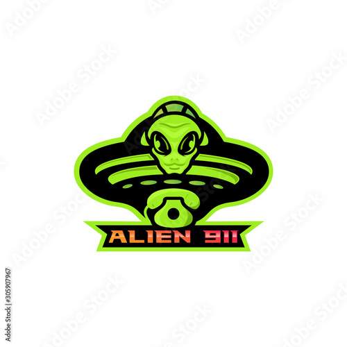 logo mascot sport alien call vector