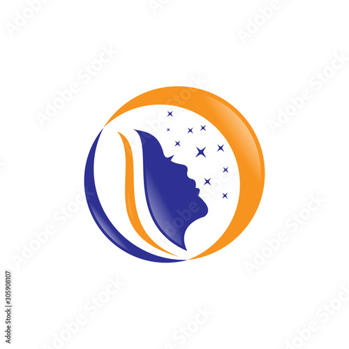 Sleeping moon logo design concept template 