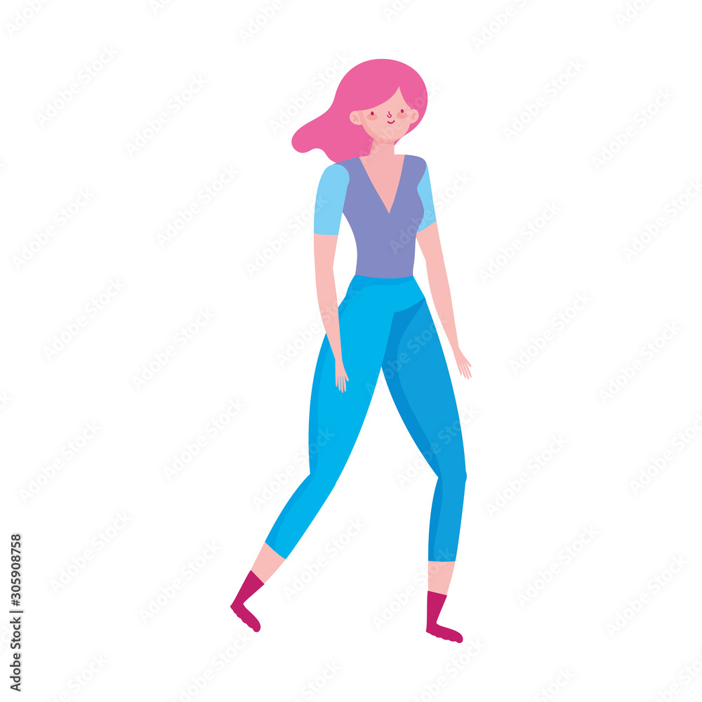 young woman cartoon character standing