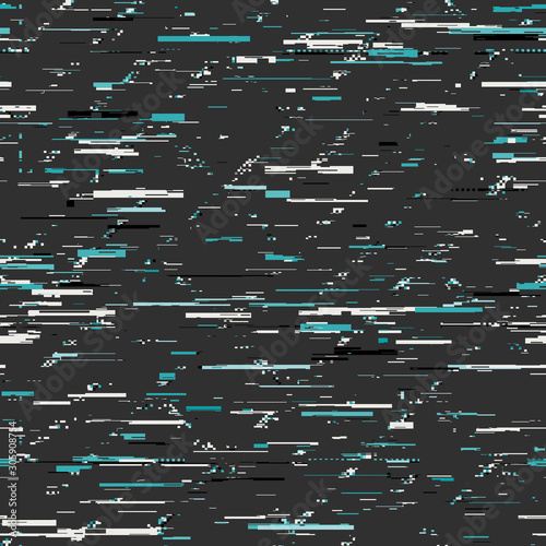 Techno glitch seamless repeat vector pattern swatch. Contemporary error signal decomposition crash decay design. Generative art. Made with code.